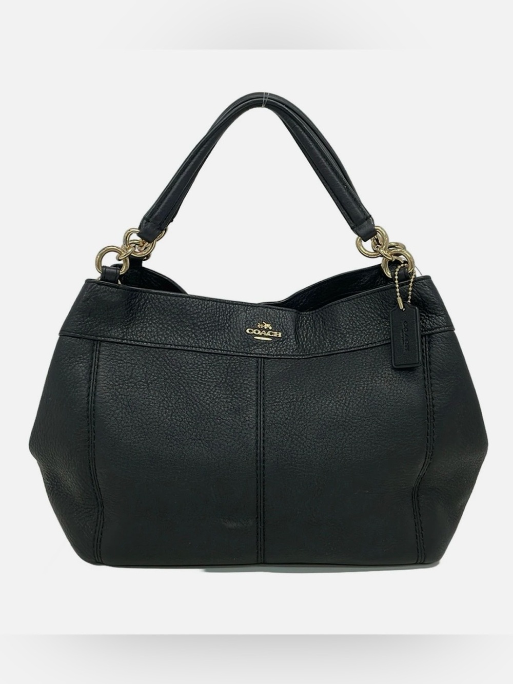 Coach Black Pebbled Leather Shoulder Bag with Gold Hardware